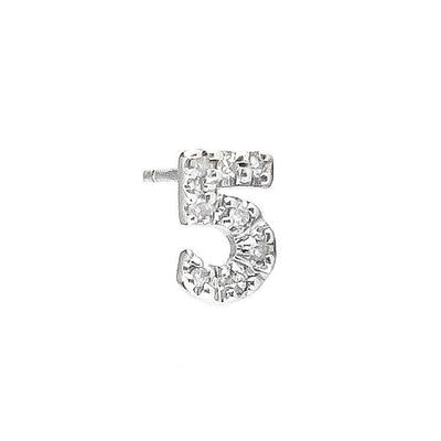 Pre Orden - Arete de Dama Plata 925 Número 5 con Circonios