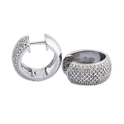 Pre Orden - Aretes de Dama Plata 925 Arracadas Anchas Pavé Medianas