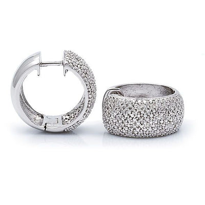 Pre Orden - Aretes de Dama Plata 925 Arracadas Extra Anchas Pavé