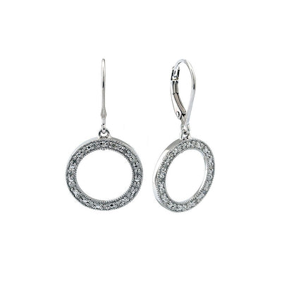 Pre Orden - Aretes de Dama Plata 925 Colgantes Círculo con Circonios