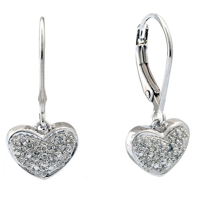Pre Orden - Aretes de Dama Plata 925 Colgantes Corazón Pavé Abombado