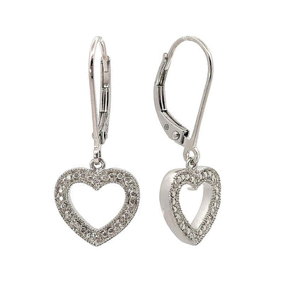 Pre Orden - Aretes de Dama Plata 925 Colgantes Corazón Pavé