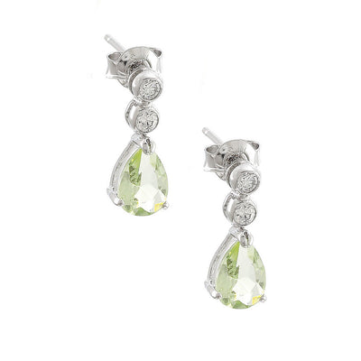 Pre Orden - Aretes de Dama Plata 925 Colgantes Gota Piedra Verde Claro