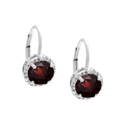 Pre Orden - Aretes de Dama Plata 925 Colgantes Granate con Halo