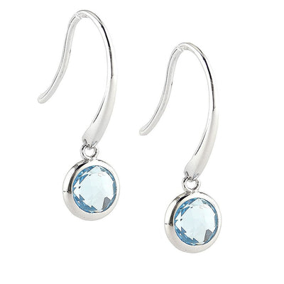 Pre Orden - Aretes de Dama Plata 925 Colgantes Topacio Azul en Bisel