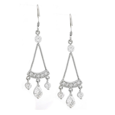 Pre Orden - Aretes de Dama Plata 925 Colgantes Triángulo Candelabro con Circonios