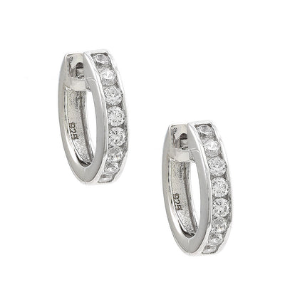 Pre Orden - Aretes de Dama Plata 925 Huggie Canal de Circonios