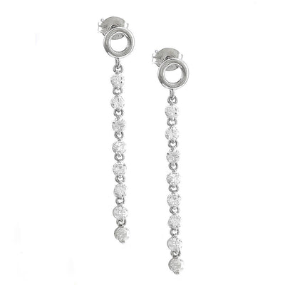 Pre Orden - Aretes de Dama Plata 925 Largos Aro con Línea de Circonios