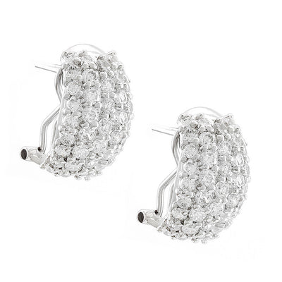 Pre Orden - Aretes de Dama Plata 925 Media Luna Pavé de Circonios con Omega