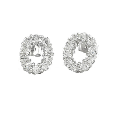 Pre Orden - Aretes de Dama Plata 925 Topos Ovalados Halo de Circonios