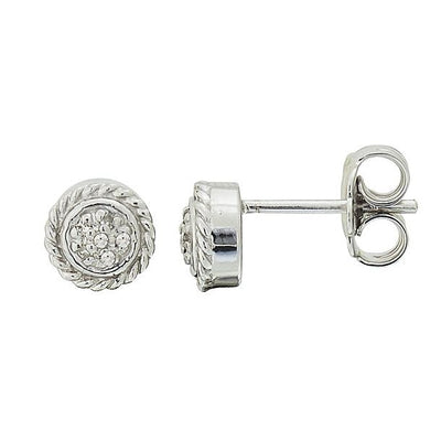 Pre Orden - Aretes de Dama Plata 925 Topos Redondos Trenzados con Circonio