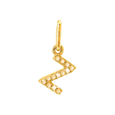 12mm Dije Oro 14k Inicial Pavé con Zafiro y Diamantes Naturales