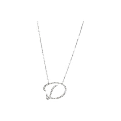 16.5x12.3mm Collar Oro Blanco 14k Inicial Pavé con Diamantes Naturales