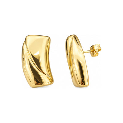 Aretes de Dama Oro 14k Rectangular Abombado Ondulado
