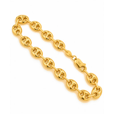Brazalete de Dama Oro 10k Eslabones Abombados Tipo Mariner