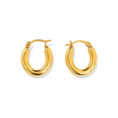 Aretes de Dama Oro 10k Argolla Ovalada Pequena