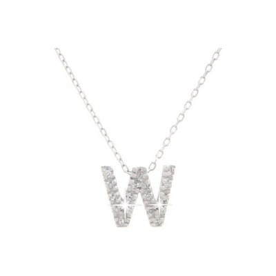 7mm Collar Oro Blanco 14k Inicial Pavé con Diamantes Naturales