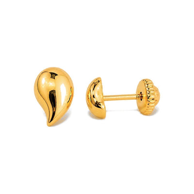 Aretes de Dama Oro 14k Gota Abombada Curva