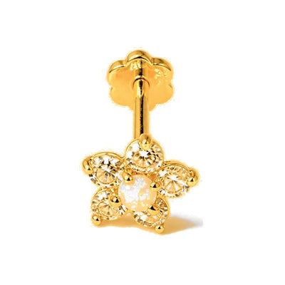 Aretes para Bebé Oro 14k Flor con Ópalo