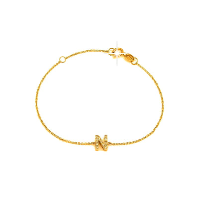 Brazalete de Dama Oro 14k Inicial con Diamantes Naturales