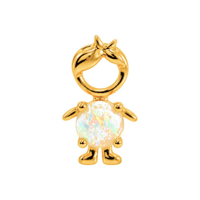 6x11mm Dije Niño Oro 14k con Ópalo Blanco