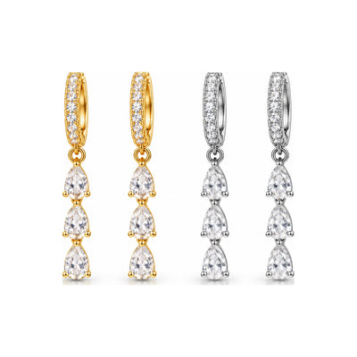 Aretes Colgantes Escalonados Moissanite S925