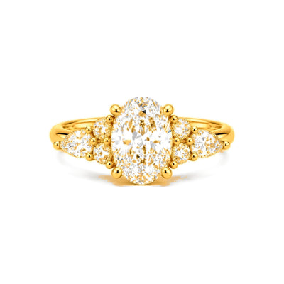Anillo de Matrimonio Dama Oro 14k Oval con Racimo