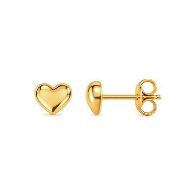 Aretes de Dama Oro 10k Corazón Liso Clásico