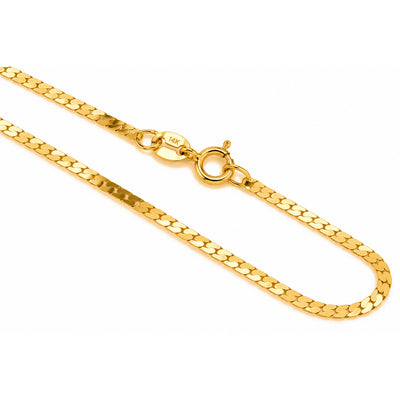 1.5mm Cadena Oro 14k Marinera Plana 18 Pulgadas