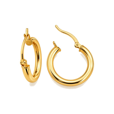 Aretes de Dama Oro 10k Argolla Tubular Lisa con Dije