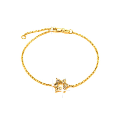 Brazalete de Dama Oro 14k Estrella con Diamantes Naturales