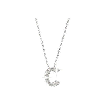 7mm Collar Oro Blanco 14k Inicial Pavé con Diamantes Naturales