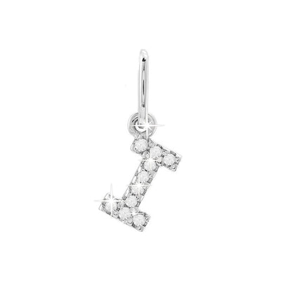 12mm Dije Oro Blanco 14k Inicial Pavé con Diamantes Naturales