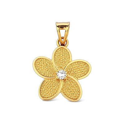 Dije Flor Granulada Oro 10k con Circonio