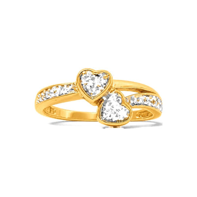 Anillo de Dama Oro 10k Doble Corazon Diamante
