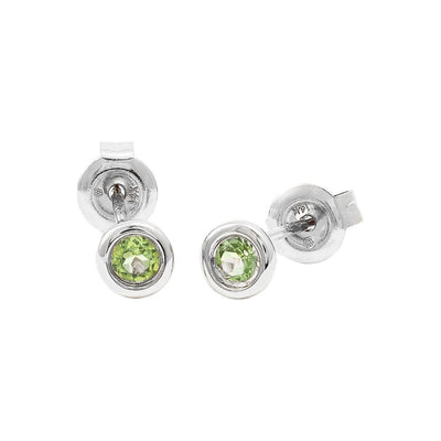 5mm Aretes de Dama Oro Blanco 14k Redondos con Peridoto