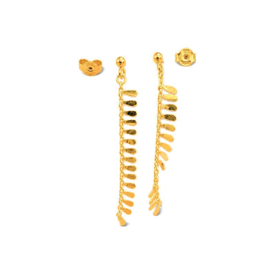 Aretes de Dama Oro 10k Cadena Espiga Colgante