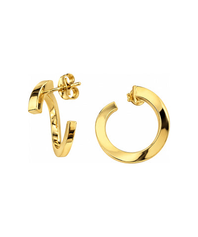 Aretes de Dama Oro 10k Argolla Abierta Plana Envolvente