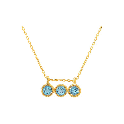 4x12mm Collar Oro 14k Barra con Topacio Azul