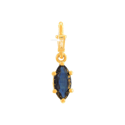 3x14mm Dije Oro 14k Marquesa Baguette con Zafiro y Diamantes Naturales