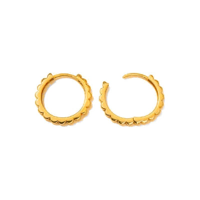 Aretes de Dama Oro 10k Argolla Festoneada
