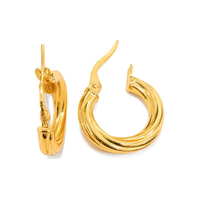 Aretes de Dama Oro 10k Aro Grueso Torcido