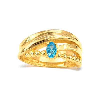 Anillo de Dama Oro 10k Circonia Azul Multibanda