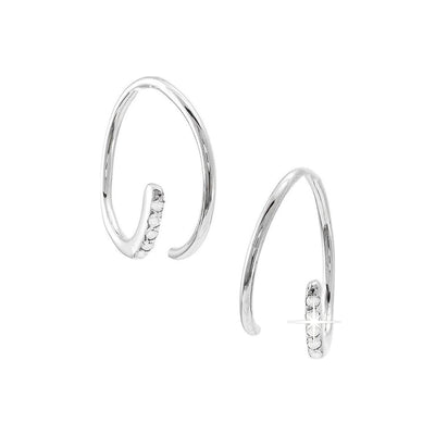 Aretes de Dama Oro Blanco 14k Pavé con Diamantes Naturales