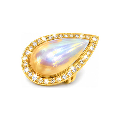 Anillo de Dama Oro 14k Perla Mabe Natural y Diamante