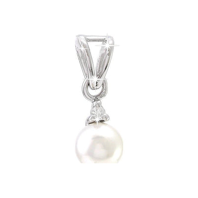 5mm Dije Oro Blanco 14k Gota con Perla y Diamantes Naturales