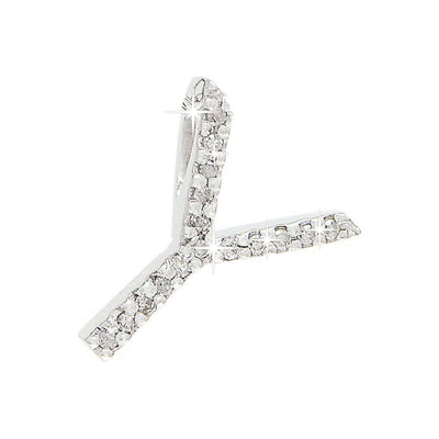 9.5mm Dije Oro Blanco 14k Inicial con Diamantes Naturales
