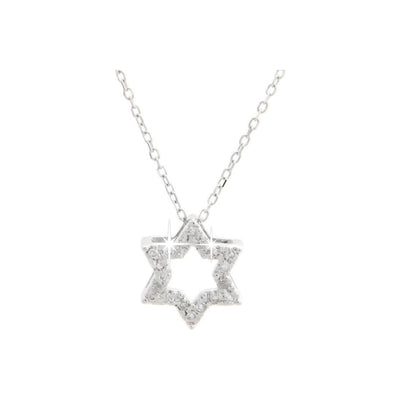 9.35mm Collar Oro Blanco 14k Estrella Pavé con Diamantes Naturales
