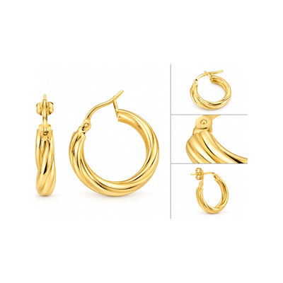 Aretes de Dama Oro 10k Argolla Torcida Pulida
