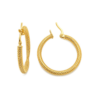 Aretes de Dama Oro 10k Aro Tubular Diamantado